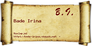 Bade Irina névjegykártya